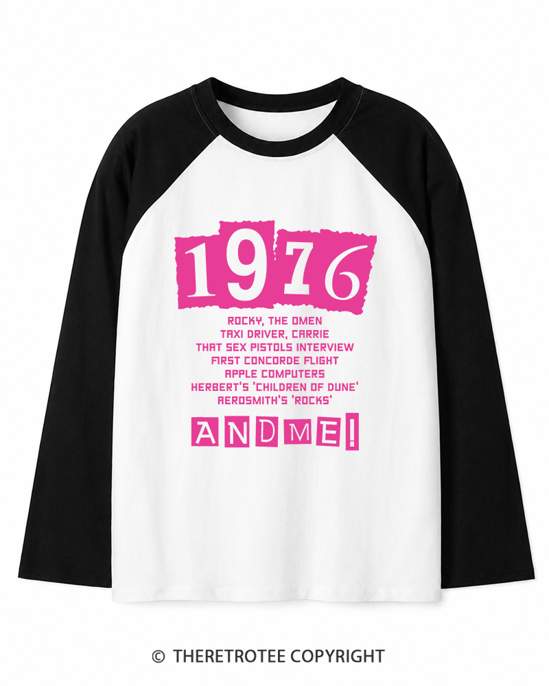 TheRetroTee 1976 Big Events 1970s Long Sleeve Raglan T-Shirt