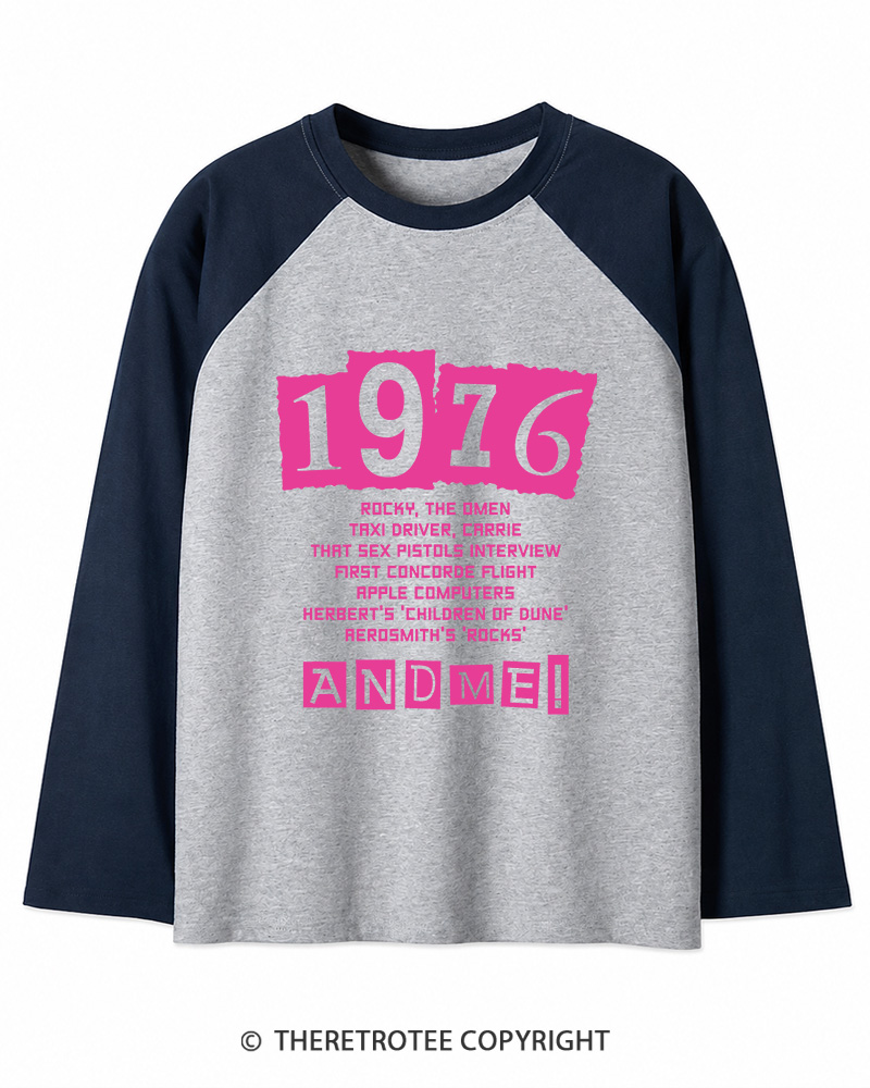 TheRetroTee 1976 Big Events 1970s Long Sleeve Raglan T-Shirt