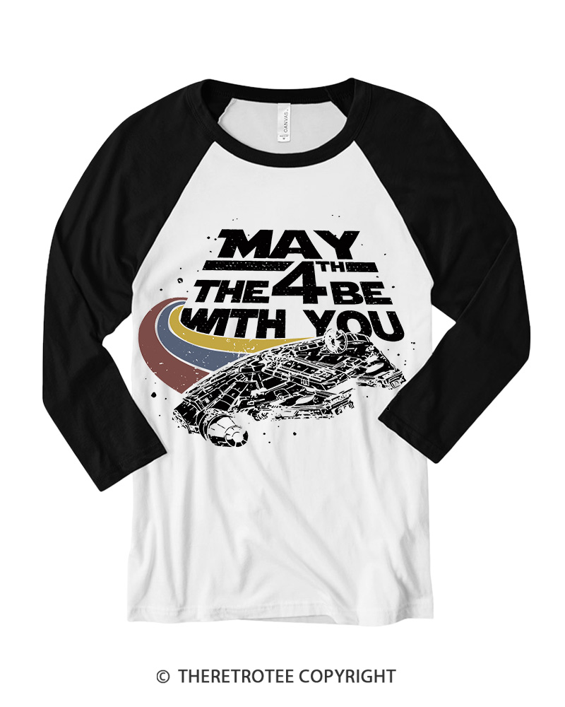 TheRetroTee Science Fiction Graphic 1980s Long Sleeve Raglan T-Shirt