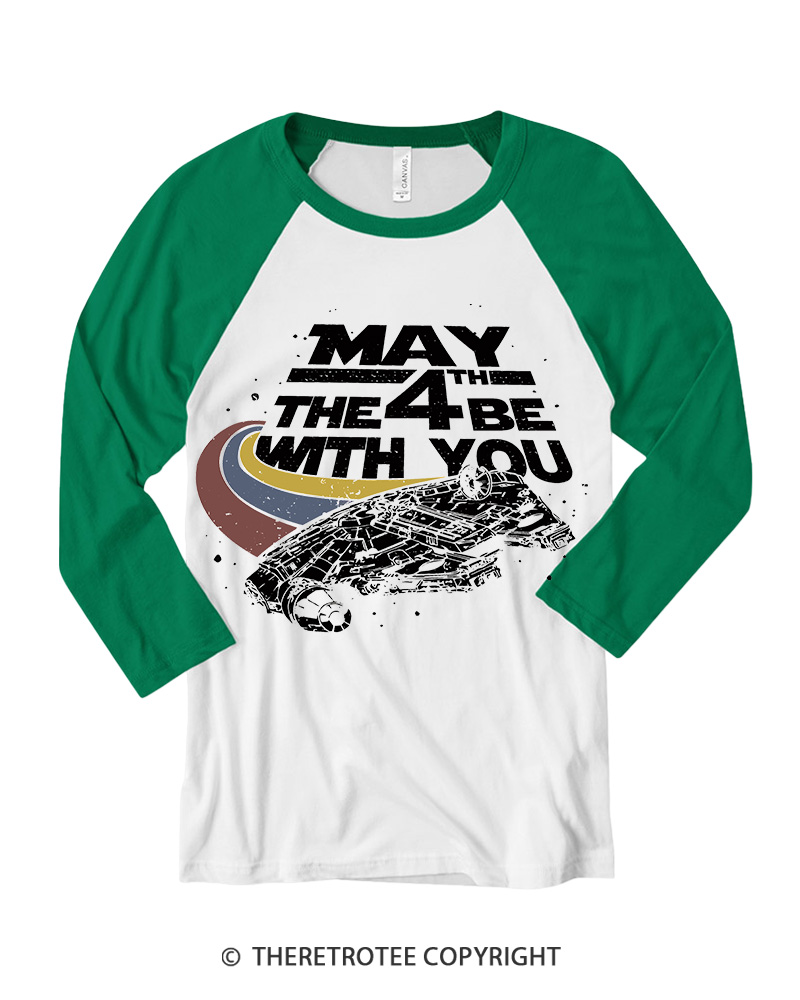 TheRetroTee Science Fiction Graphic 1980s Long Sleeve Raglan T-Shirt