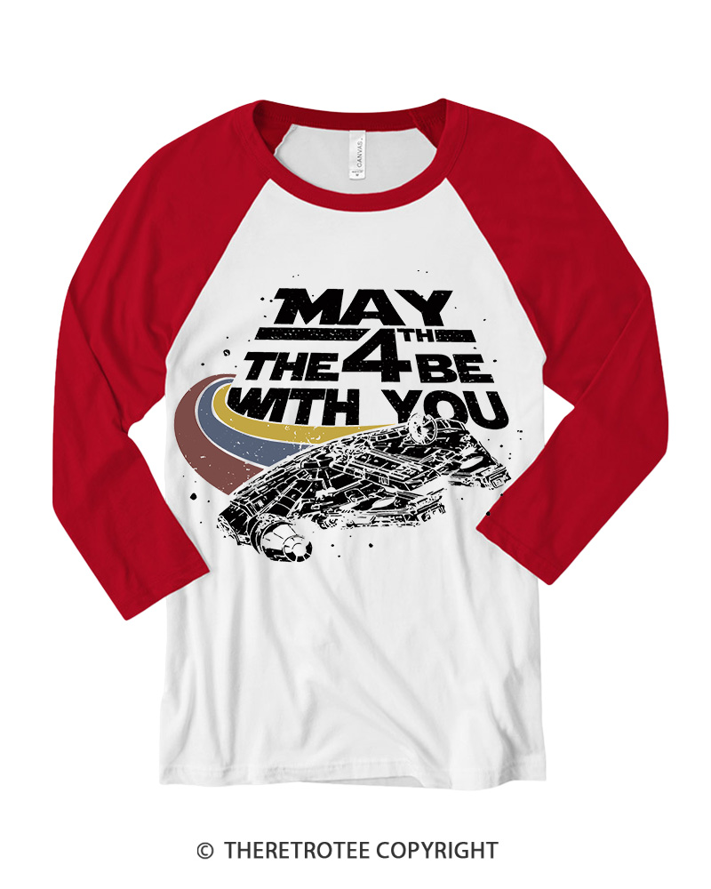 TheRetroTee Science Fiction Graphic 1980s Long Sleeve Raglan T-Shirt