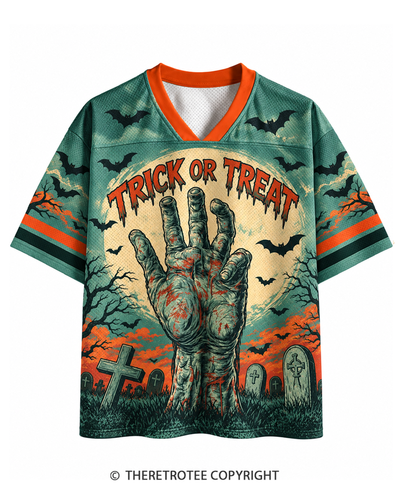 TheRetroTee Graveyard Rising 1980s Halloween Mesh Jersey