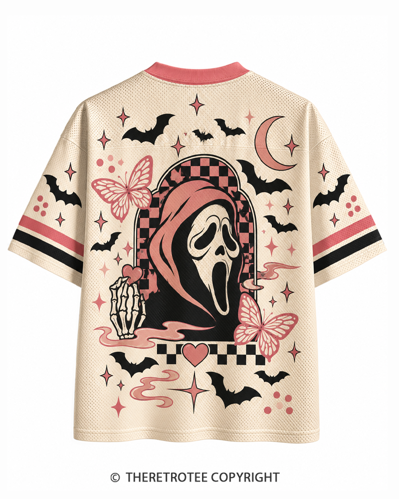TheRetroTee Midnight Caller 1990s Halloween Mesh Jersey