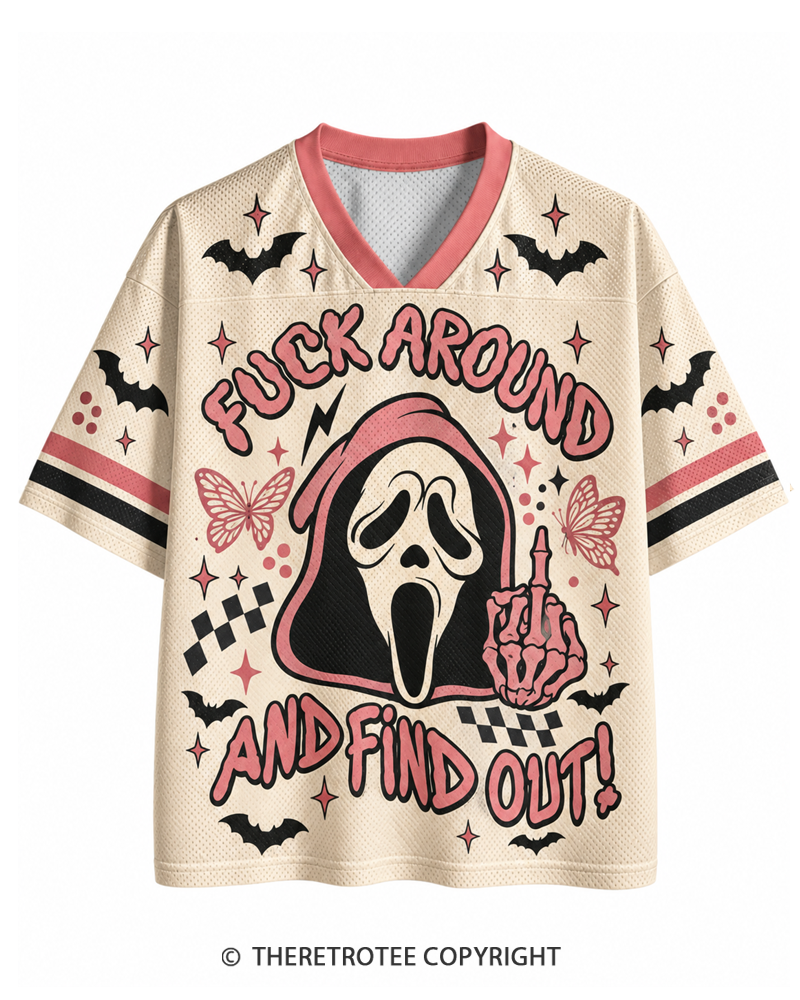 TheRetroTee Midnight Caller 1990s Halloween Mesh Jersey