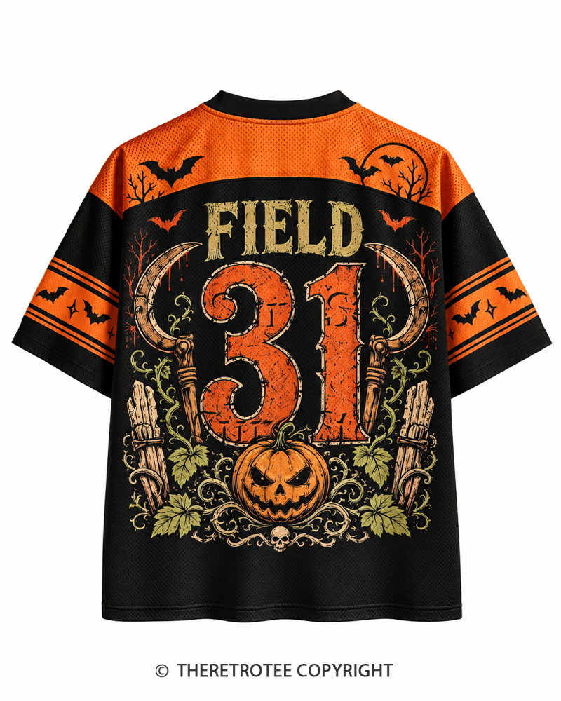 TheRetroTee Harvest After Dark 1980s Halloween Mesh Jersey