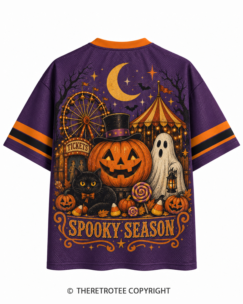 TheRetroTee Haunted Night 1970s Halloween Mesh Jersey