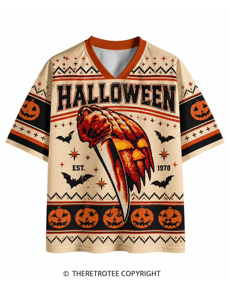 TheRetroTee Boogeyman Night 1970s Halloween Mesh Jersey