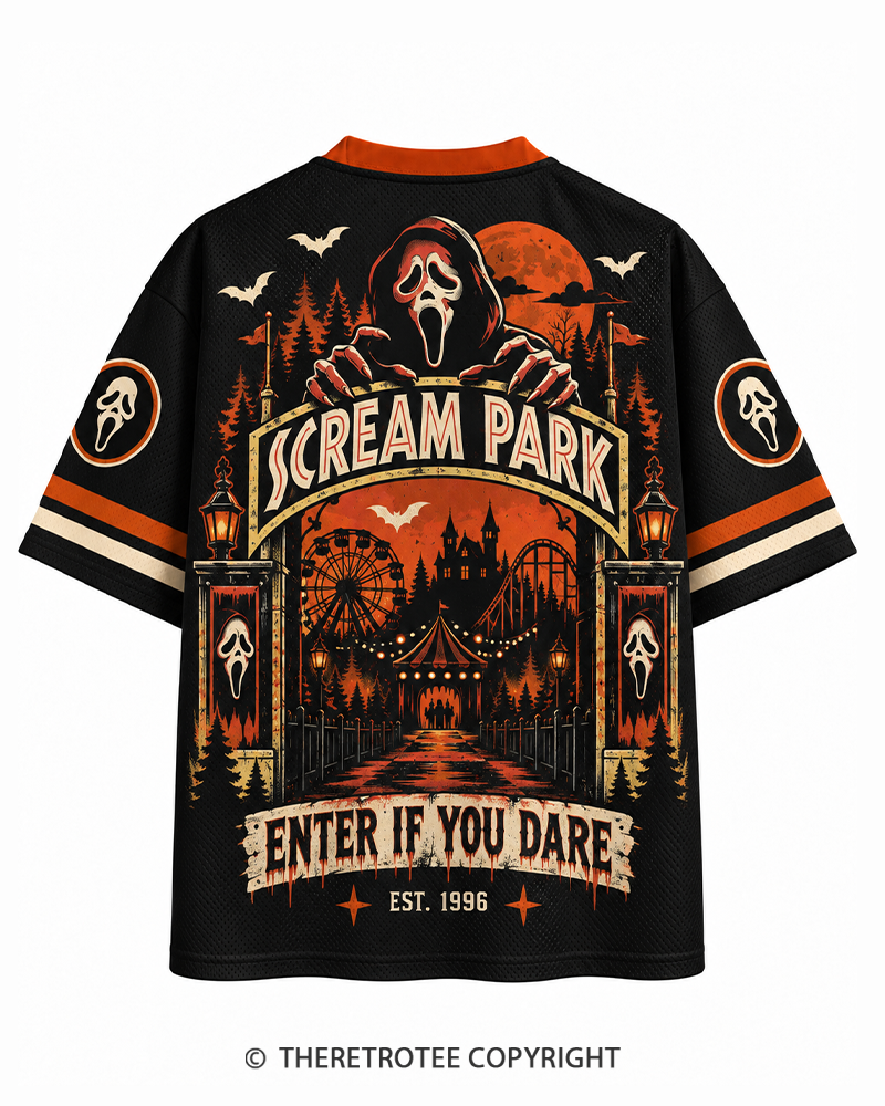 TheRetroTee Midnight Fright Park 1990s Halloween Mesh Jersey