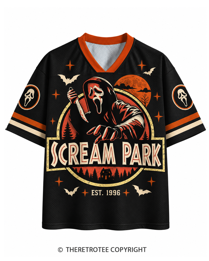 TheRetroTee Midnight Fright Park 1990s Halloween Mesh Jersey