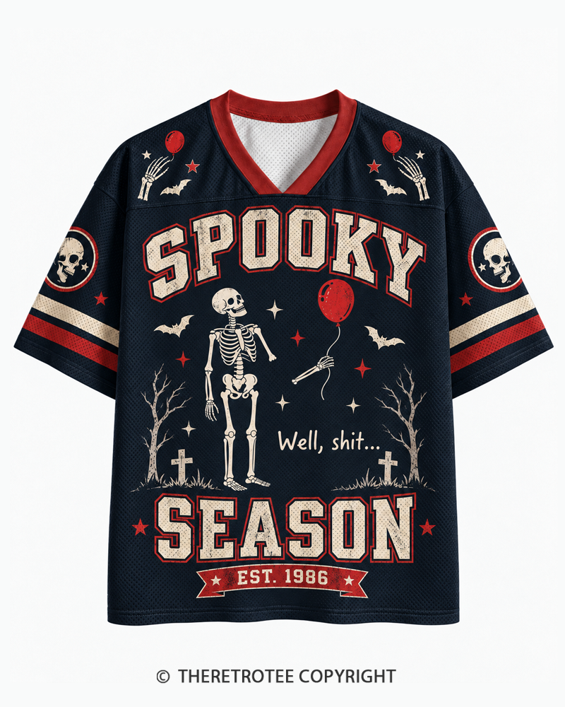 TheRetroTee Spooky Season 1980s Halloween Mesh Jersey