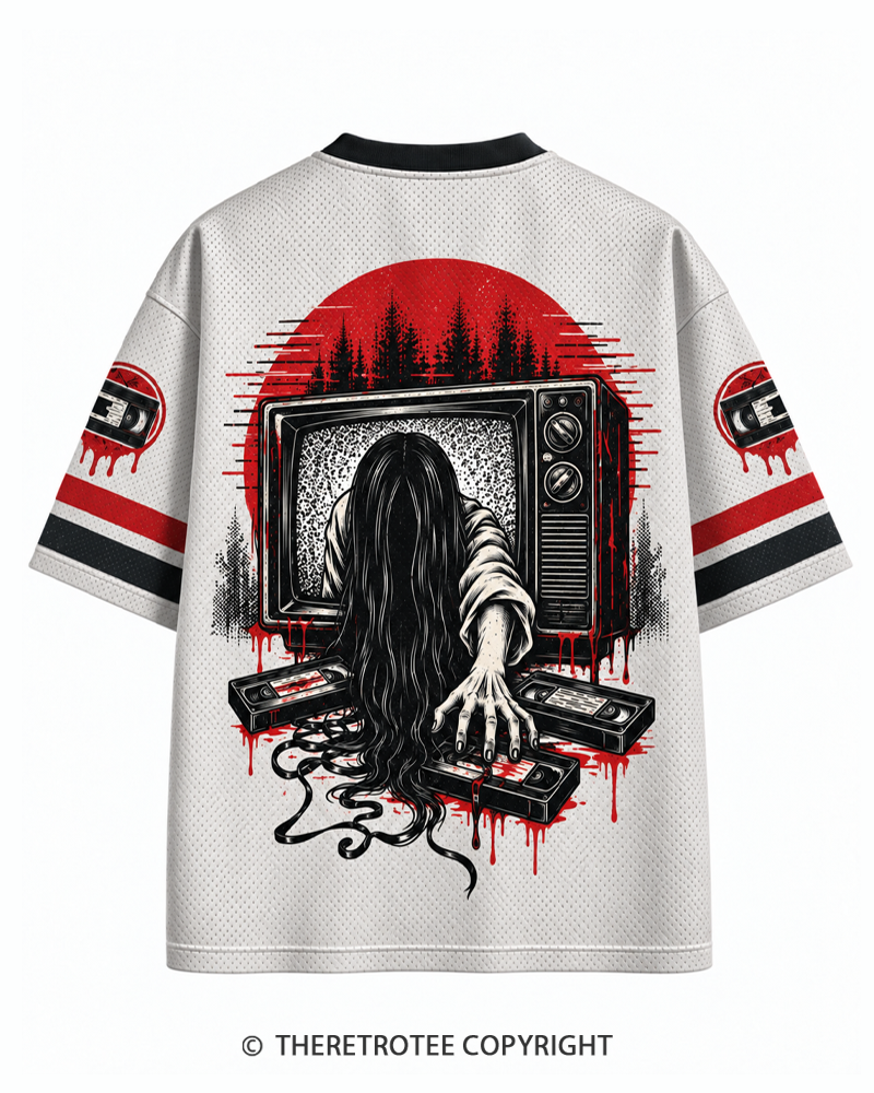 TheRetroTee One Weird Horror Flick 1990s Halloween Mesh Jersey