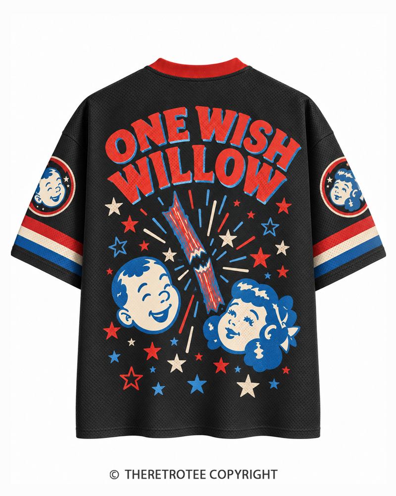 TheRetroTee One Wish Willow 1970s Halloween Mesh Jersey
