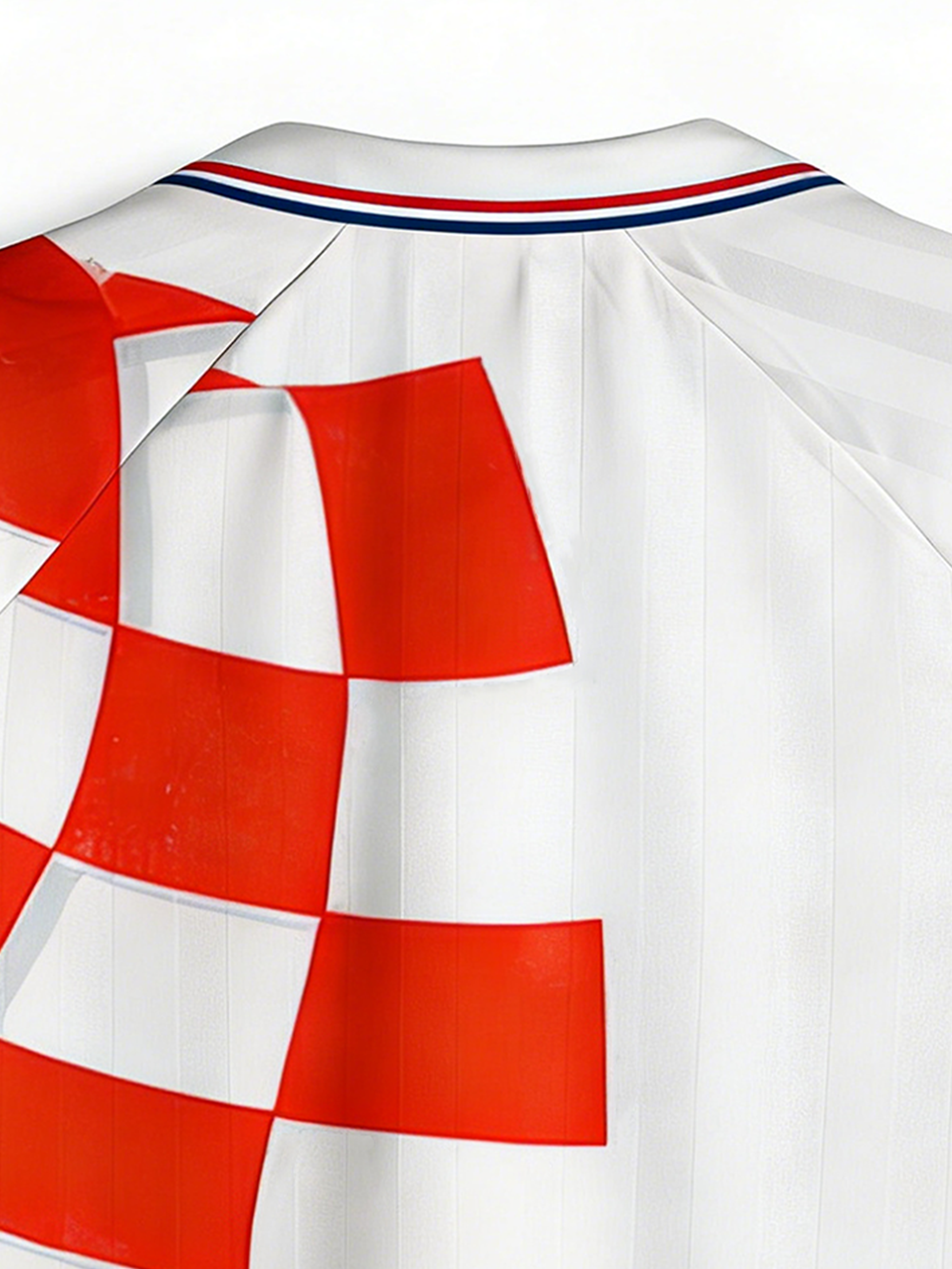 TheRetroTee Red White Checkered 1998 Polo Mesh Jersey