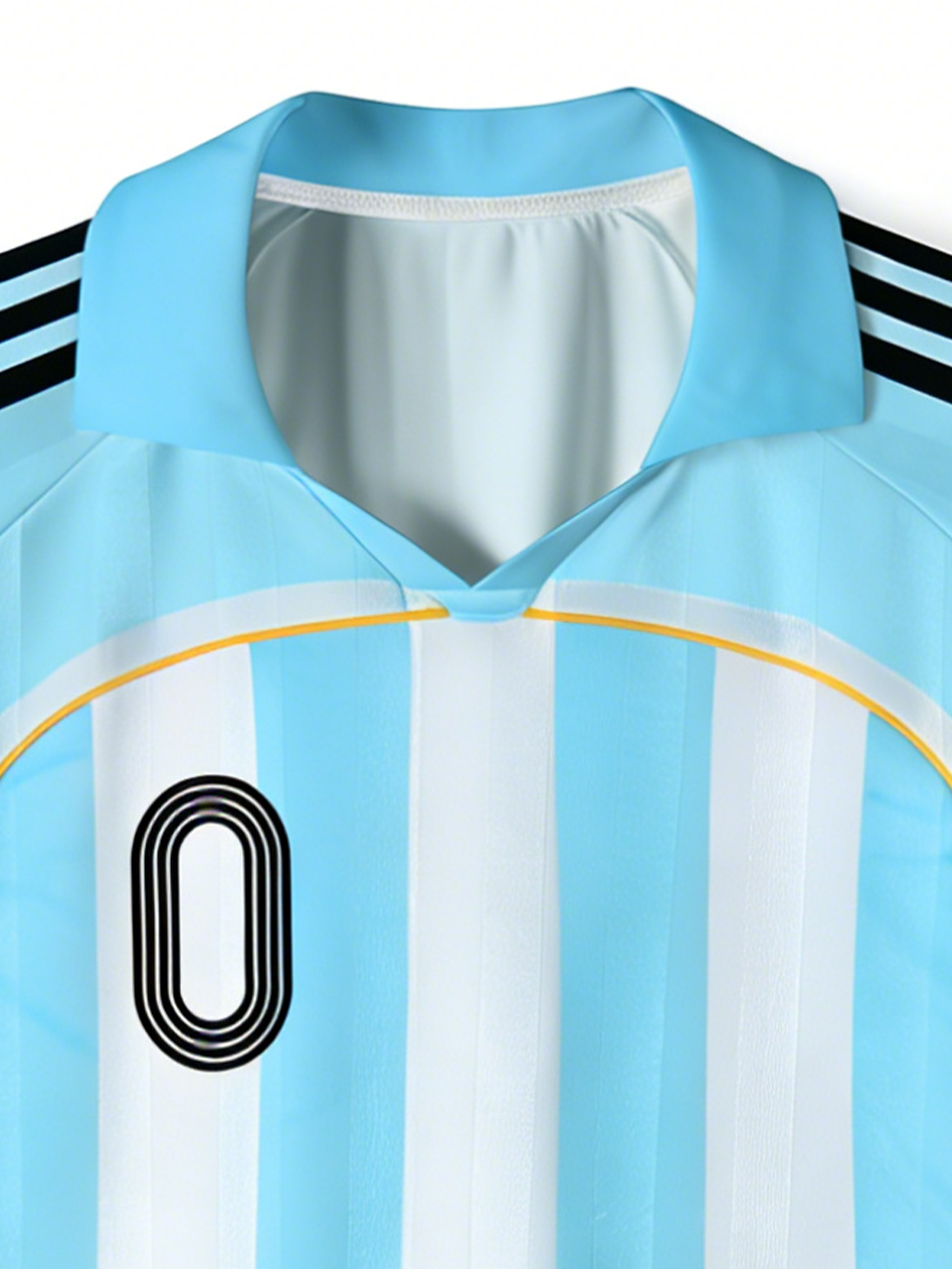 TheRetroTee Classic 2006 Light Blue White Vertical Stripe Polo Mesh Jersey