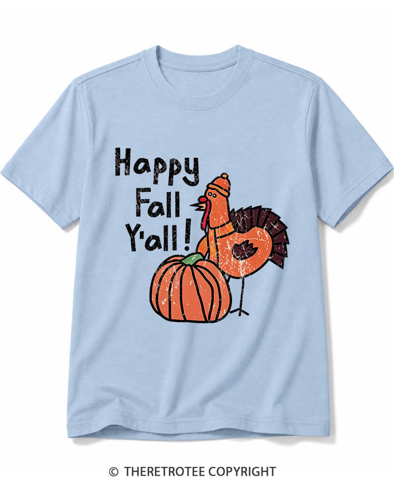 TheRetroTee Happy Fall Yall 1990s Cotton T-Shirt