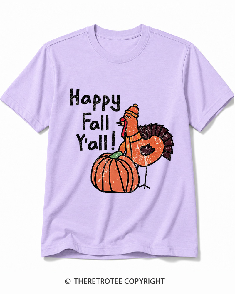 TheRetroTee Happy Fall Yall 1990s Cotton T-Shirt