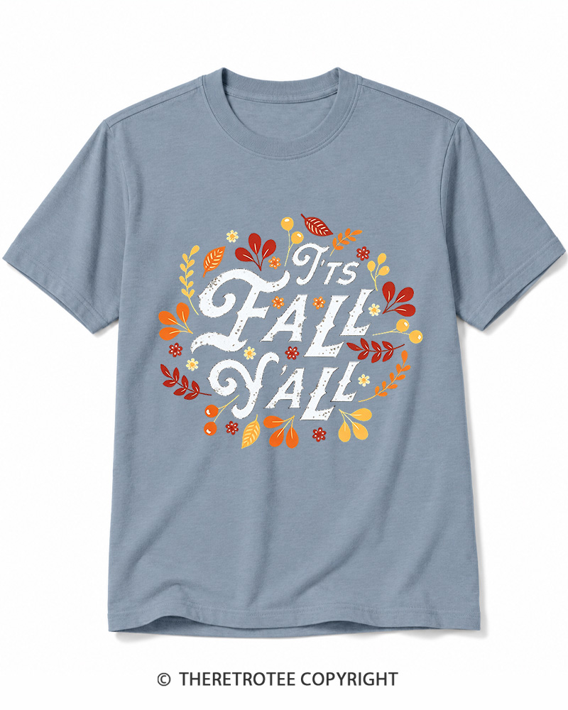 TheRetroTee Happy Fall Yall 1970s Cotton T-Shirt