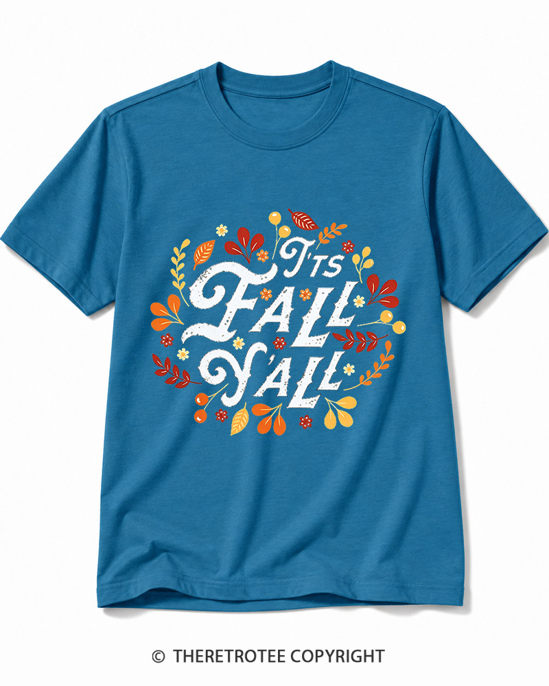 TheRetroTee Happy Fall Yall 1970s Cotton T-Shirt