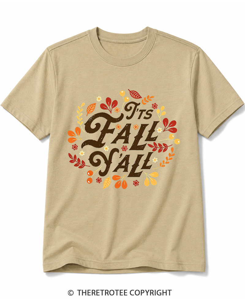 TheRetroTee Happy Fall Yall 1970s Cotton T-Shirt