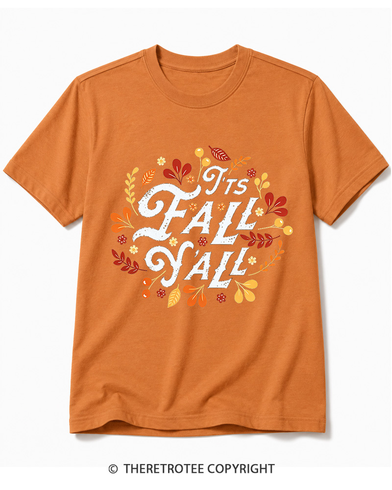 TheRetroTee Happy Fall Yall 1970s Cotton T-Shirt