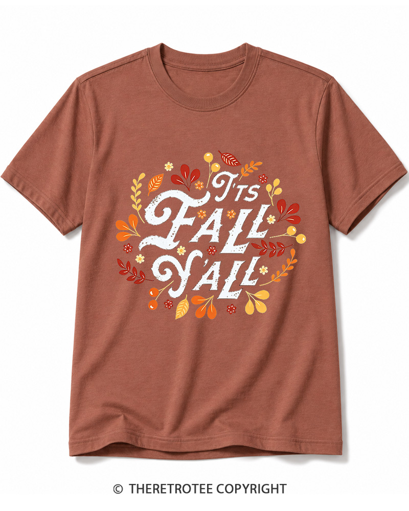 TheRetroTee Happy Fall Yall 1970s Cotton T-Shirt