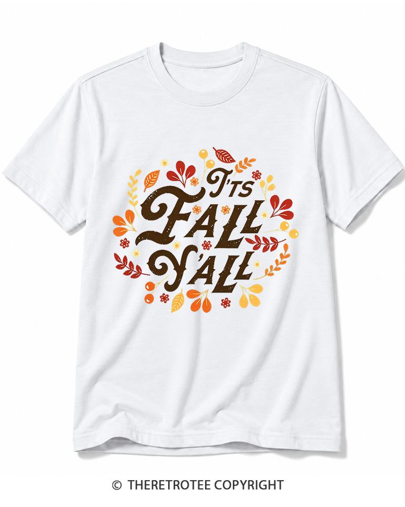 TheRetroTee Happy Fall Yall 1970s Cotton T-Shirt