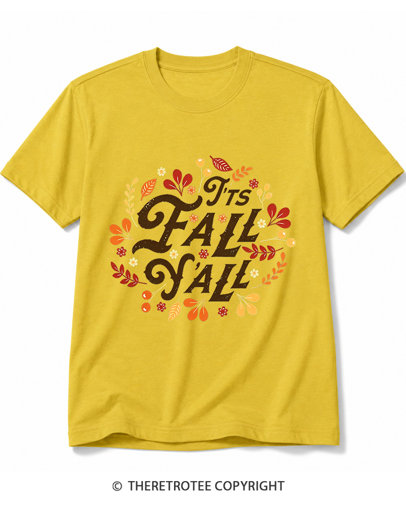TheRetroTee Happy Fall Yall 1970s Cotton T-Shirt