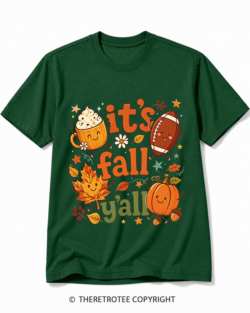 TheRetroTee It's Fall Y'all 1990s Cotton T-Shirt