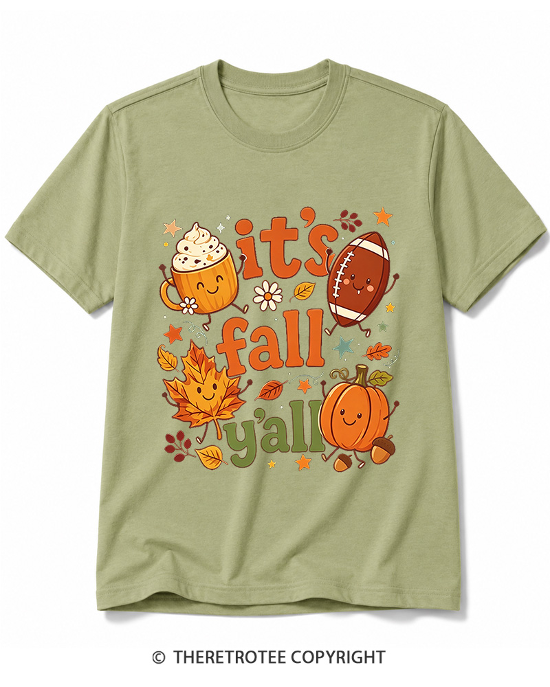 TheRetroTee It's Fall Y'all 1990s Cotton T-Shirt