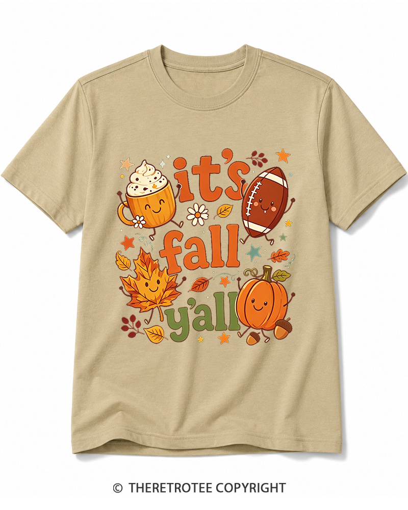 TheRetroTee It's Fall Y'all 1990s Cotton T-Shirt