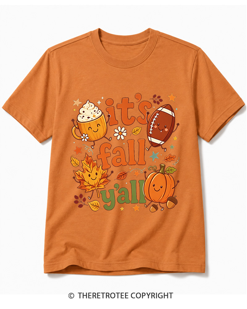 TheRetroTee It's Fall Y'all 1990s Cotton T-Shirt