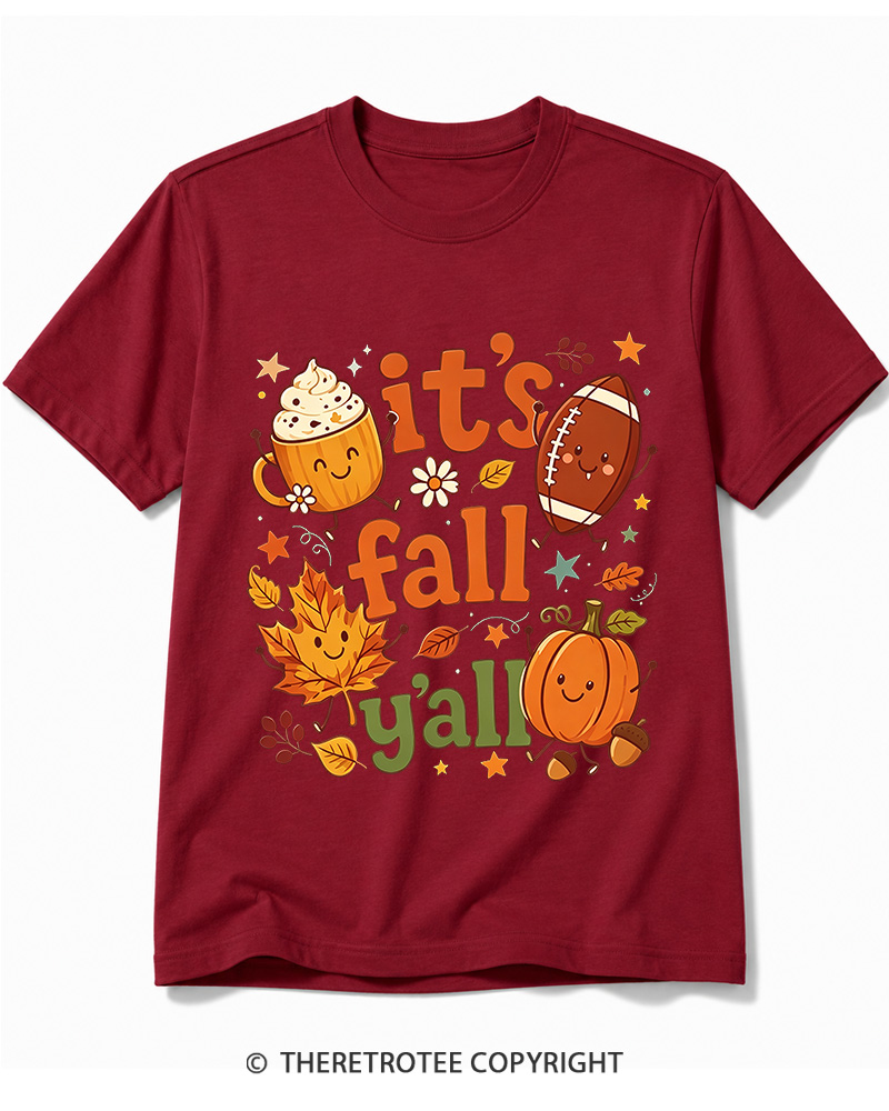 TheRetroTee It's Fall Y'all 1990s Cotton T-Shirt