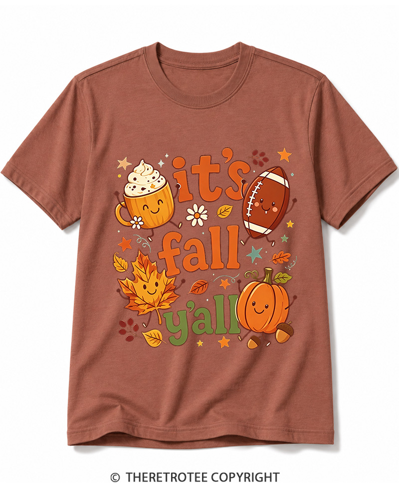 TheRetroTee It's Fall Y'all 1990s Cotton T-Shirt