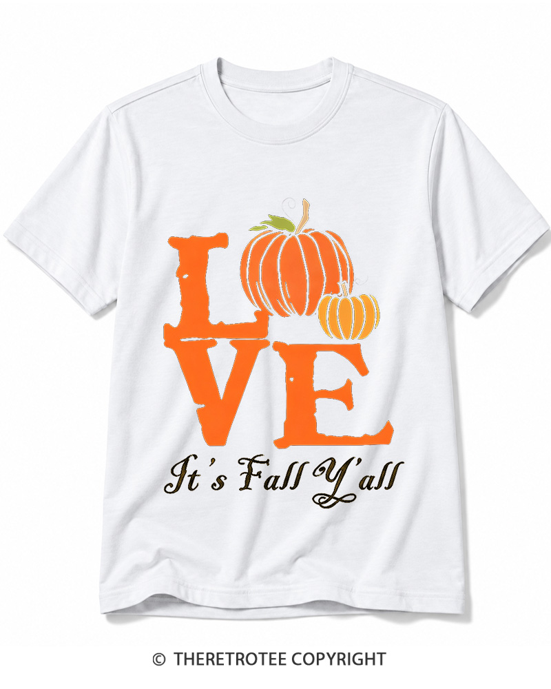 TheRetroTee Happy Fall Yall 1980s Cotton T-Shirt