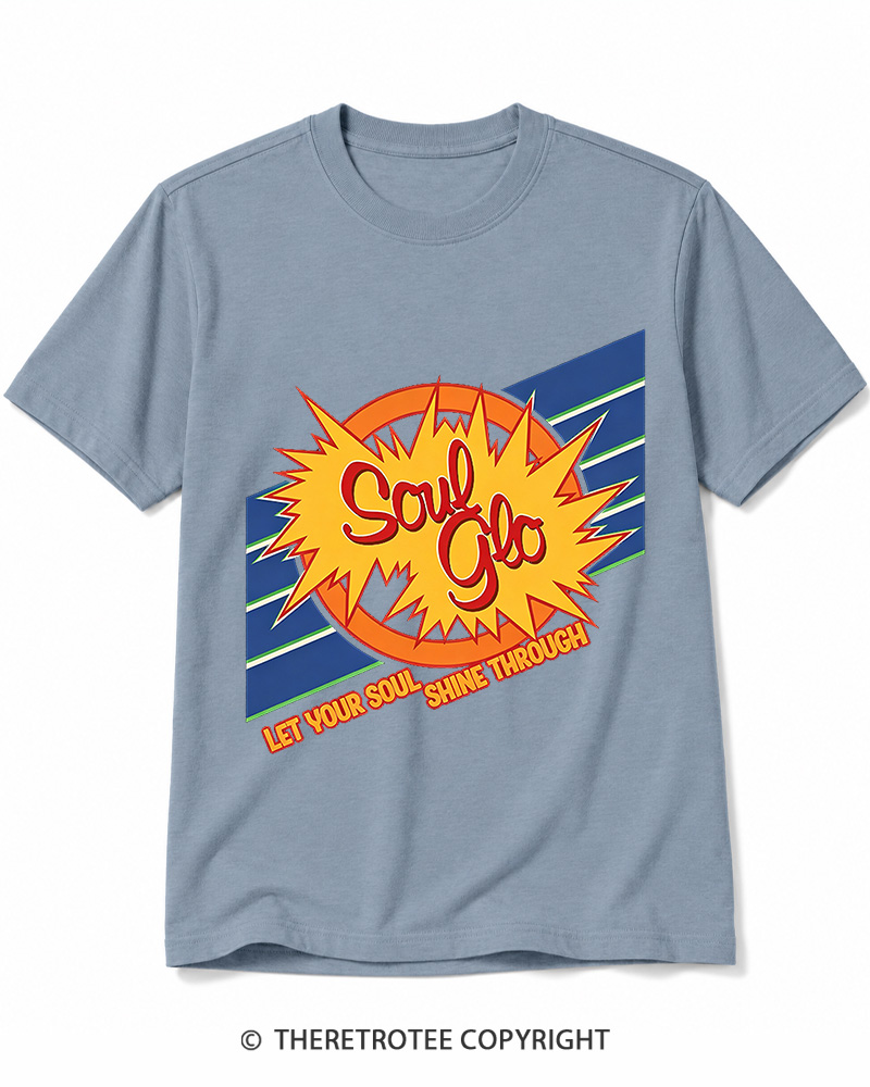 TheRetroTee Soul Glo Let Your Soul Shine Through 1980s Cotton T-Shirt