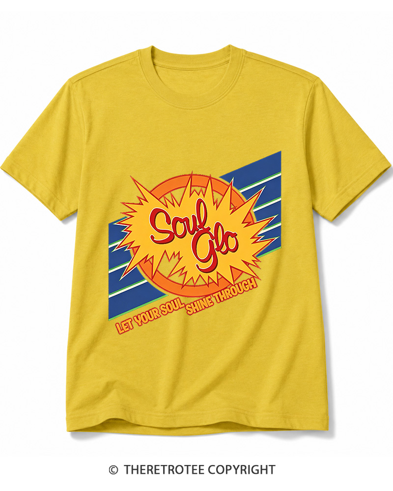 TheRetroTee Soul Glo Let Your Soul Shine Through 1980s Cotton T-Shirt