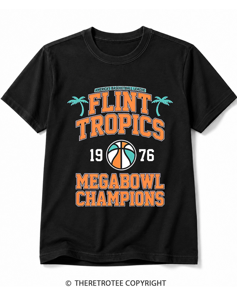 TheRetroTee Flint Tropics Megabowl Champions 1976 Cotton T-Shirt