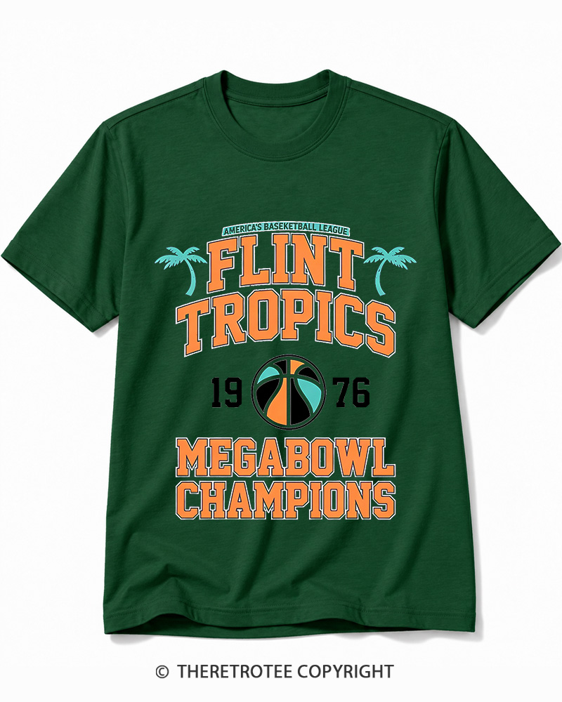 TheRetroTee Flint Tropics Megabowl Champions 1976 Cotton T-Shirt