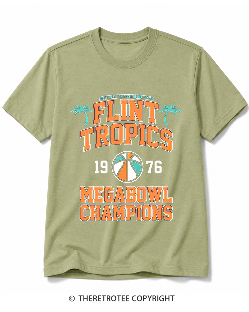 TheRetroTee Flint Tropics Megabowl Champions 1976 Cotton T-Shirt