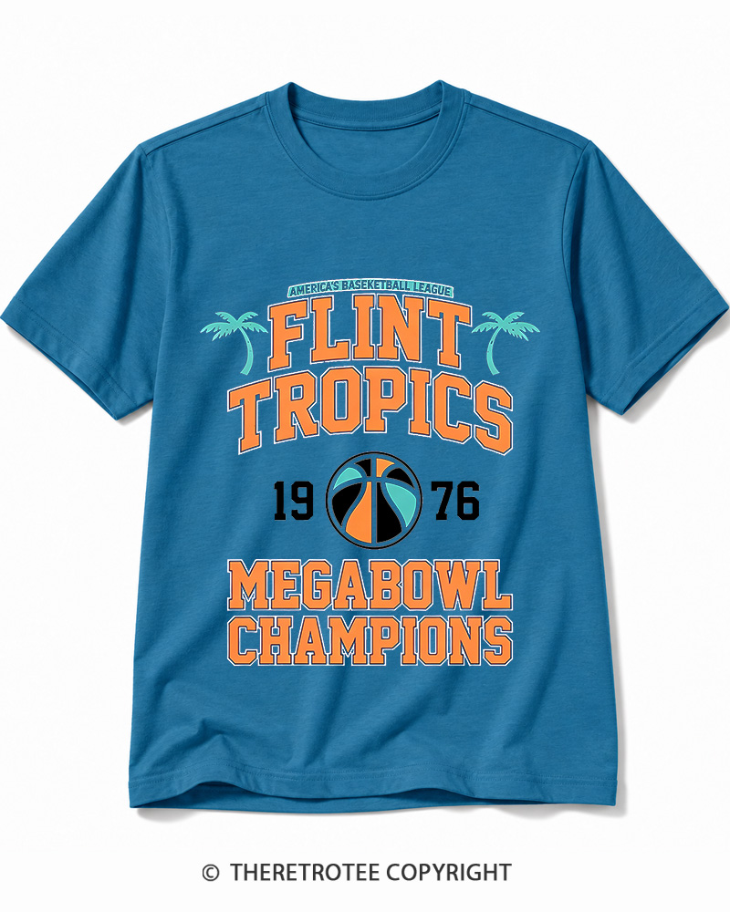 TheRetroTee Flint Tropics Megabowl Champions 1976 Cotton T-Shirt