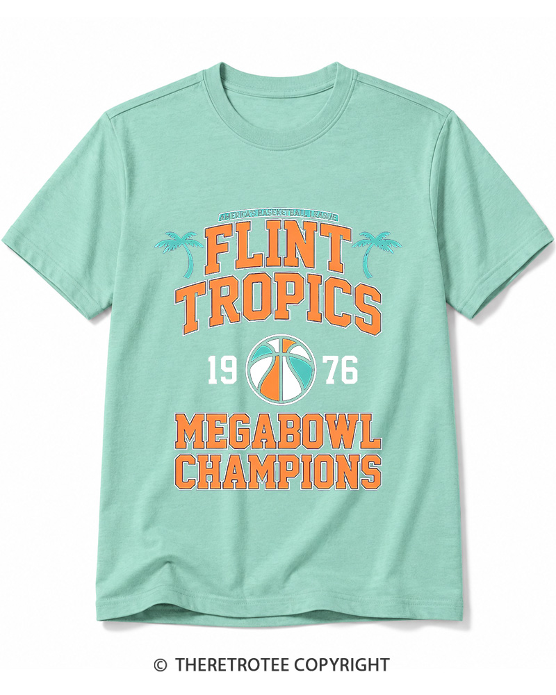 TheRetroTee Flint Tropics Megabowl Champions 1976 Cotton T-Shirt