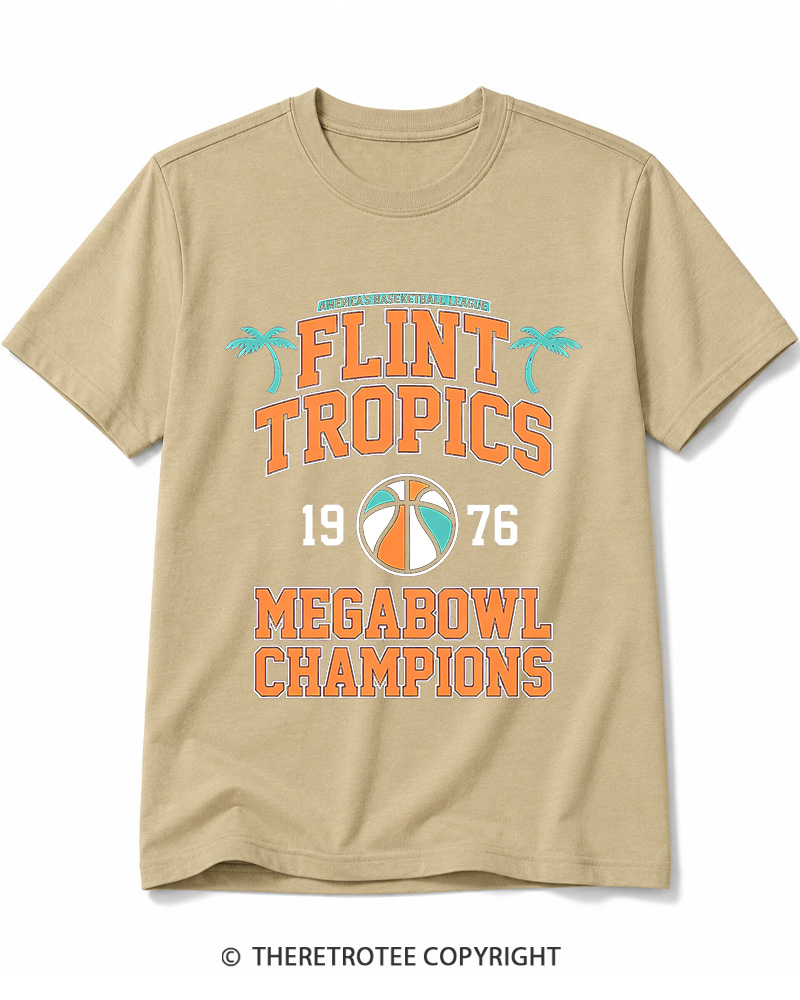 TheRetroTee Flint Tropics Megabowl Champions 1976 Cotton T-Shirt