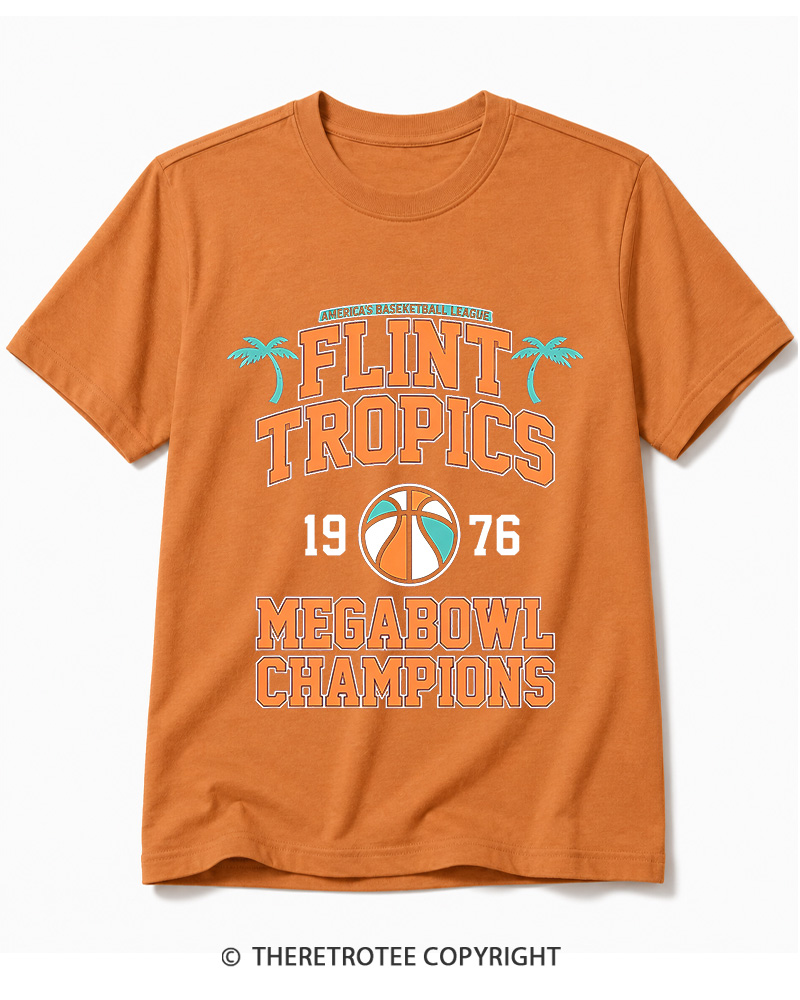 TheRetroTee Flint Tropics Megabowl Champions 1976 Cotton T-Shirt