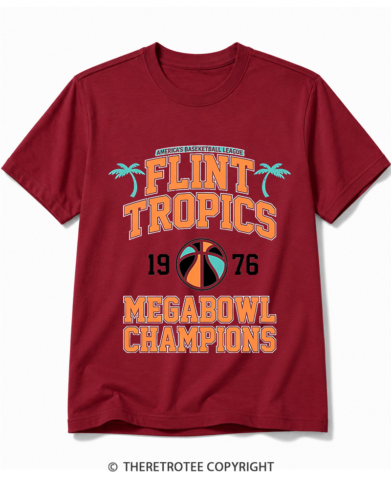 TheRetroTee Flint Tropics Megabowl Champions 1976 Cotton T-Shirt