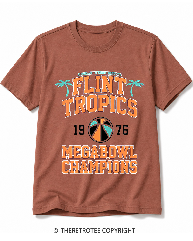 TheRetroTee Flint Tropics Megabowl Champions 1976 Cotton T-Shirt