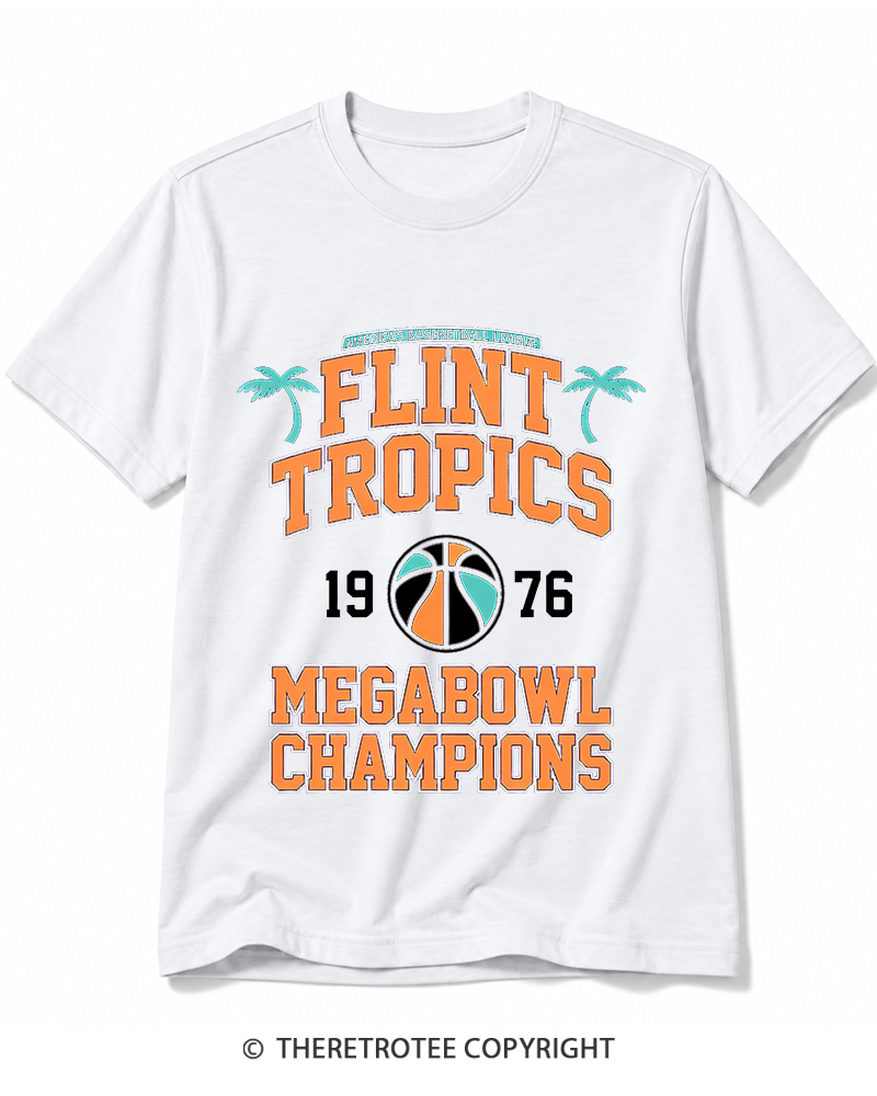 TheRetroTee Flint Tropics Megabowl Champions 1976 Cotton T-Shirt
