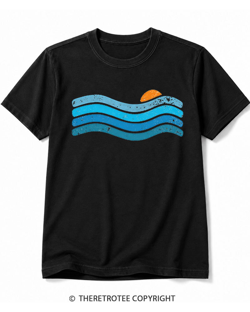 TheRetroTee Sunset Ocean WavesCotton T-Shirt