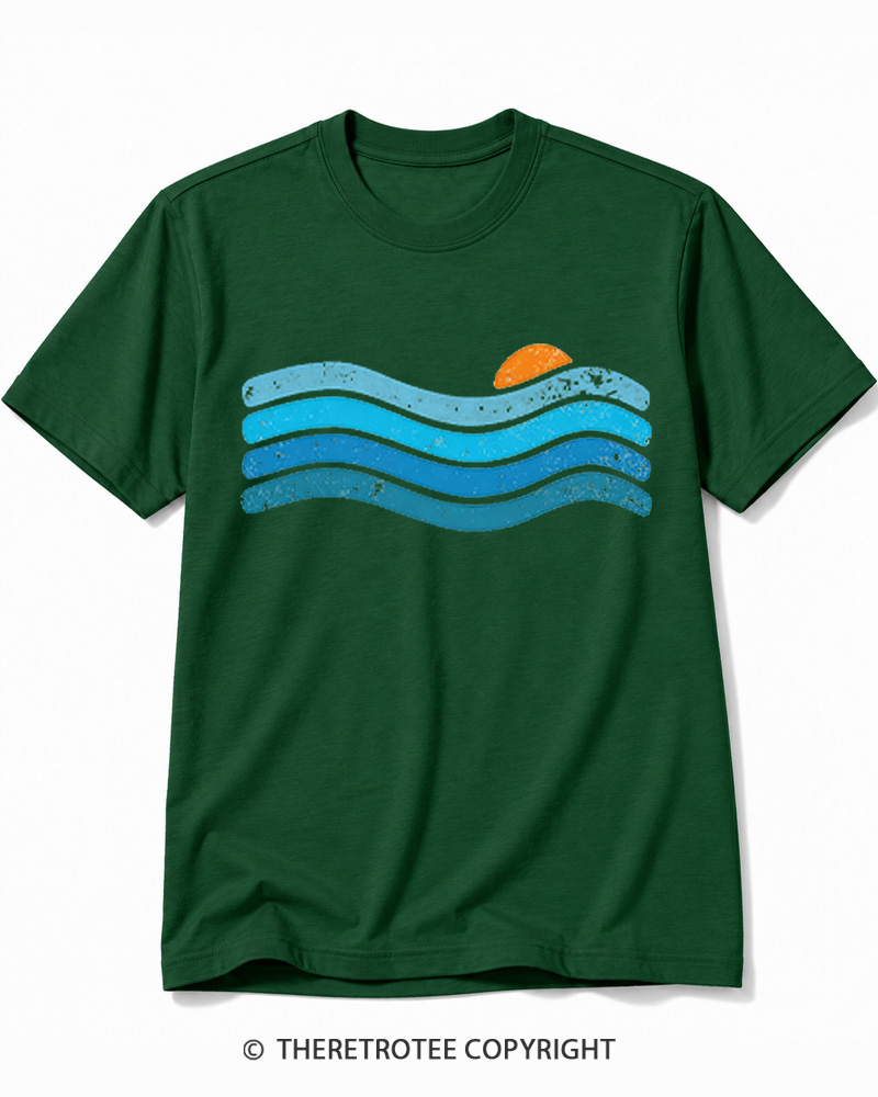 TheRetroTee Sunset Ocean WavesCotton T-Shirt