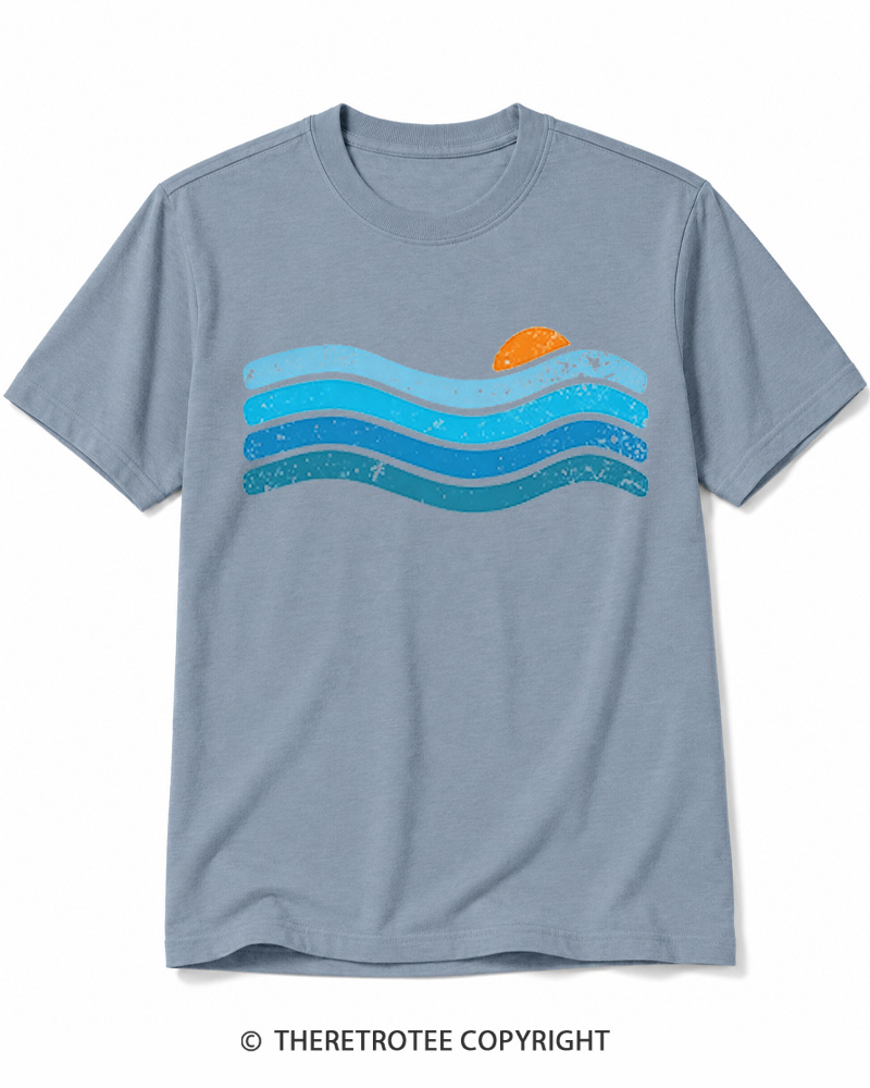 TheRetroTee Sunset Ocean WavesCotton T-Shirt