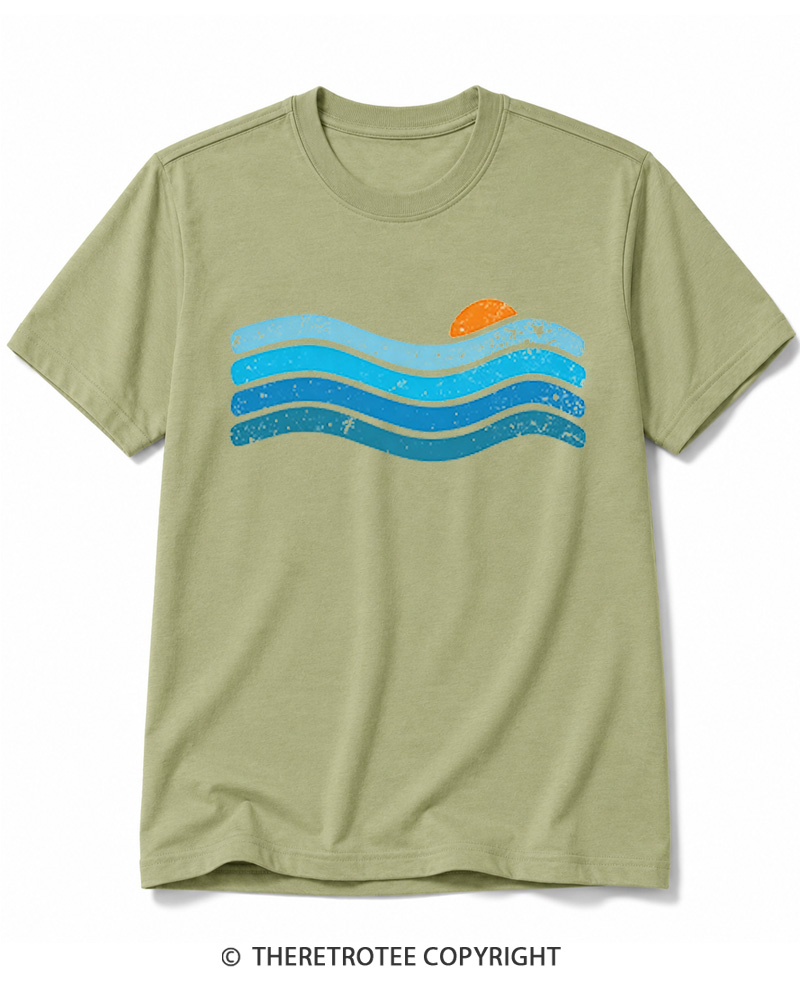 TheRetroTee Sunset Ocean WavesCotton T-Shirt